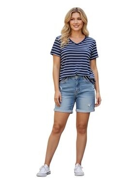 GAP Plus Size XL Navy and White Striped Tee